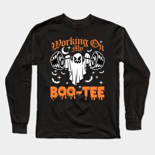 Working On My Boo Tee Gymrat Ghost Gym Halloween Long Sleeve T-Shirt